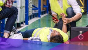 Employee taking care of hurt co-worker
