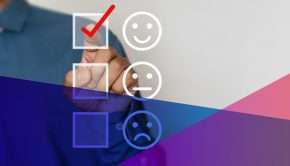 Three checkbox options featuring a smiley face, a neutral face, and a sad face, with the smiley face selected.